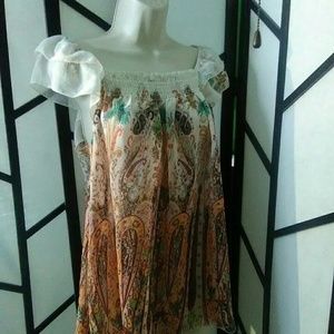 Voice Women's Sheer Flowy Paisley Top Size XL